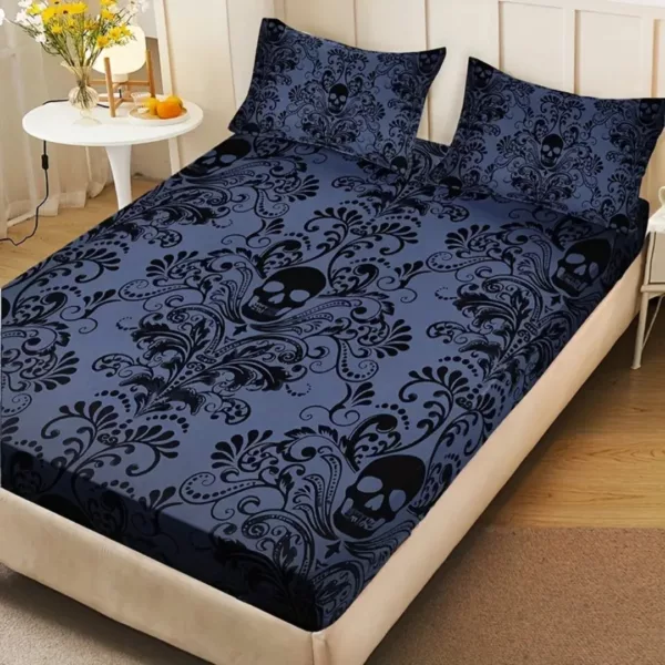 Parure de lit tête de mort baroque – Ambiance gothique chic pour une chambre unique et expressive