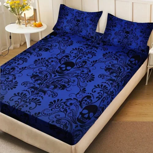 Parure de lit tête de mort baroque – Ambiance gothique chic pour une chambre unique et expressive