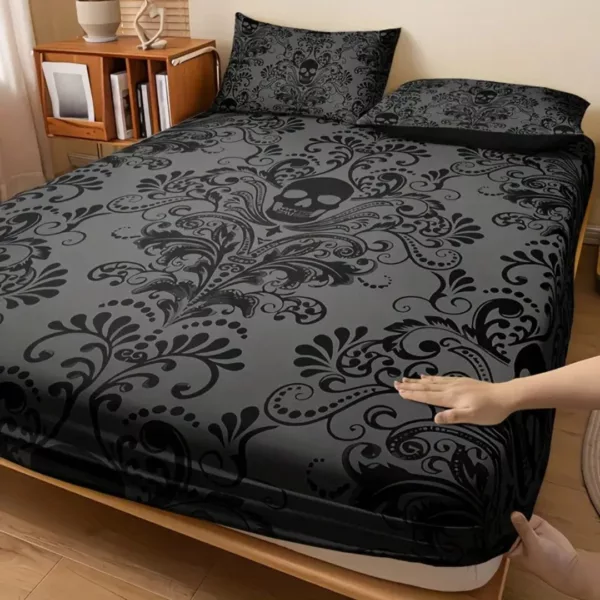 Parure de lit tête de mort baroque – Ambiance gothique chic pour une chambre unique et expressive
