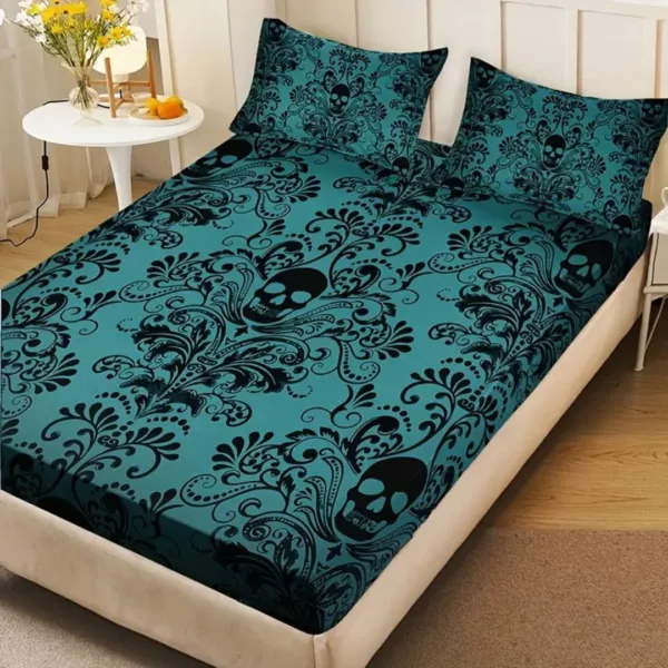 Parure de lit tête de mort baroque – Ambiance gothique chic pour une chambre unique et expressive