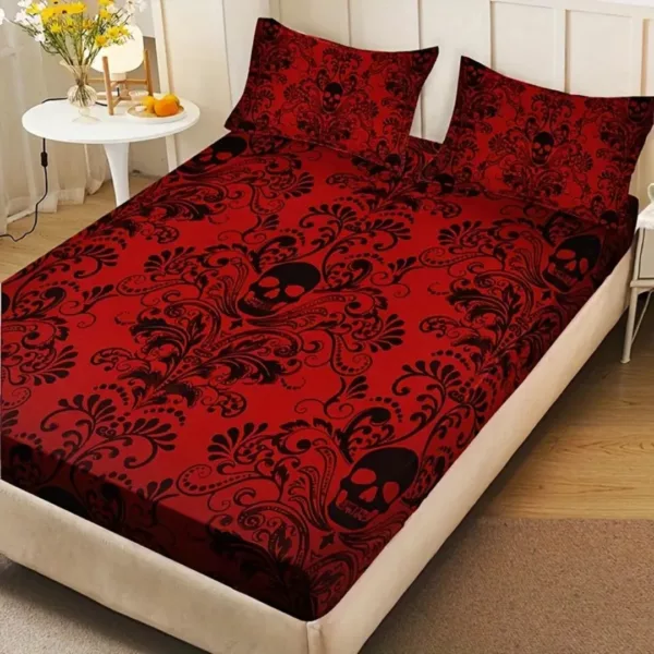 Parure de lit tête de mort baroque – Ambiance gothique chic pour une chambre unique et expressive