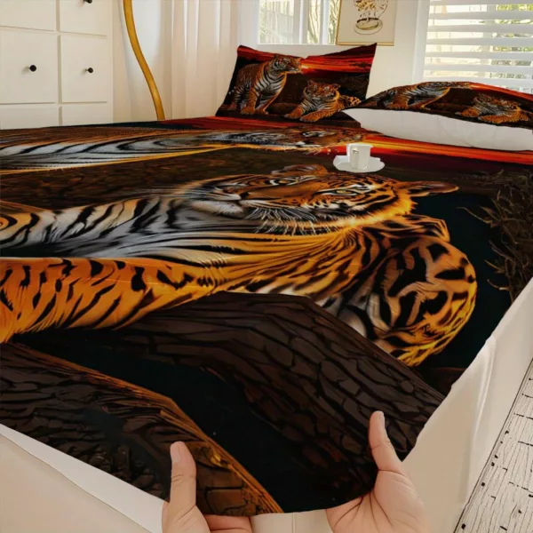 Parure de lit tigres au coucher du soleil – Ambiance sauvage et exotique pour des nuits dépaysantes