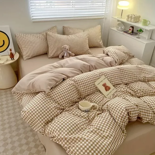 Parure de lit vichy cosy chic – Confort ultime et style campagne pour chambre douce et élégante