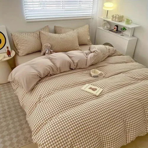 Parure de lit vichy cosy chic – Confort ultime et style campagne pour chambre douce et élégante