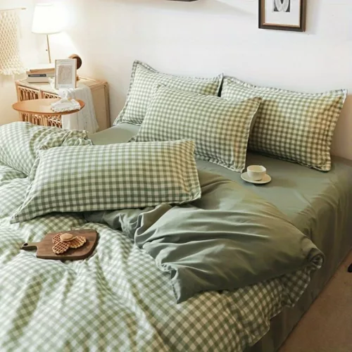 Parure de lit vichy style campagne – Ambiance cosy et champêtre pour des nuits paisibles et stylées