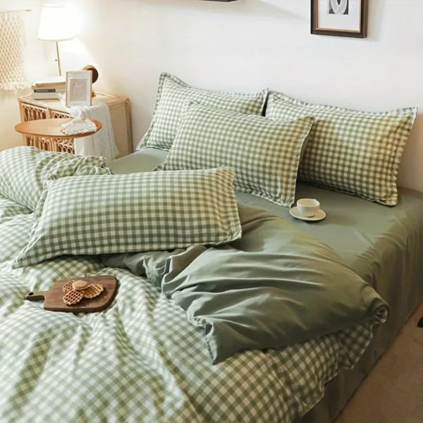 Parure de lit vichy style campagne – Ambiance cosy et champêtre pour des nuits paisibles et stylées