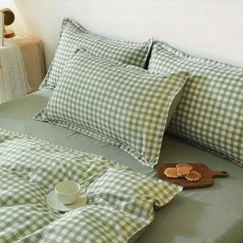 Parure de lit vichy style campagne – Ambiance cosy et champêtre pour des nuits paisibles et stylées