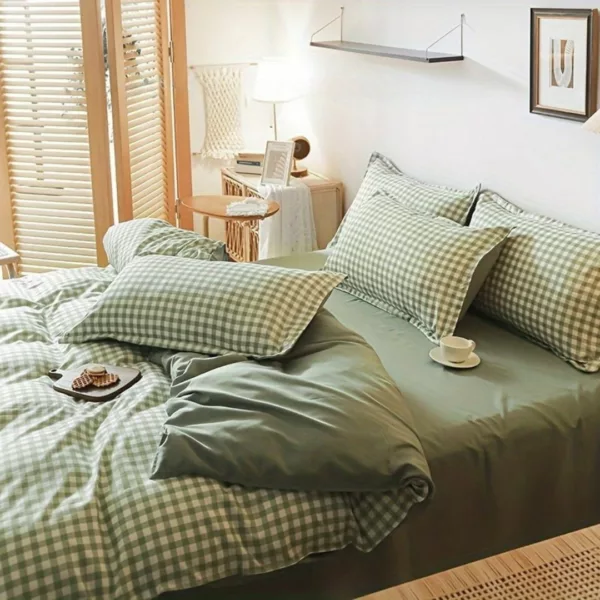 Parure de lit vichy style campagne – Ambiance cosy et champêtre pour des nuits paisibles et stylées