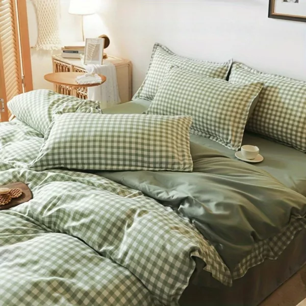 Parure de lit vichy style campagne – Ambiance cosy et champêtre pour des nuits paisibles et stylées