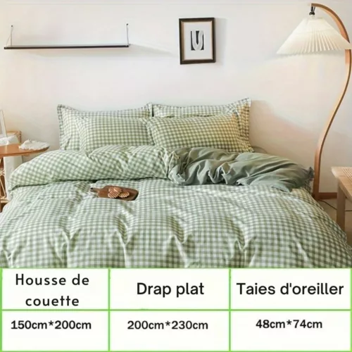 Parure de lit vichy style campagne – Ambiance cosy et champêtre pour des nuits paisibles et stylées