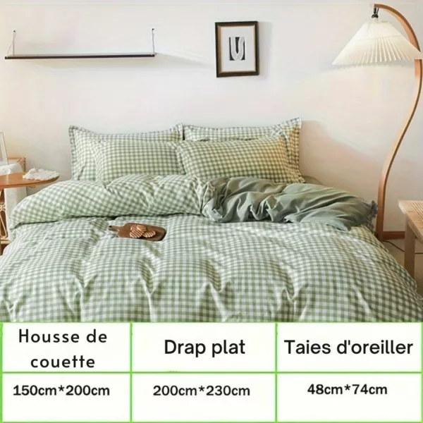 Parure de lit vichy style campagne – Ambiance cosy et champêtre pour des nuits paisibles et stylées