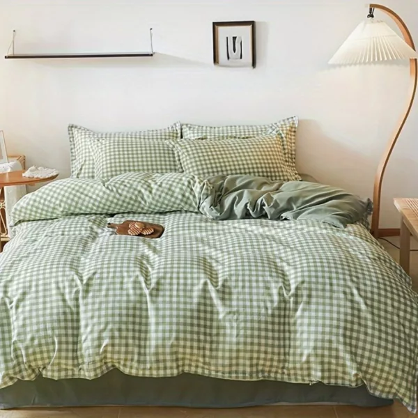 Parure de lit vichy style campagne – Ambiance cosy et champêtre pour des nuits paisibles et stylées