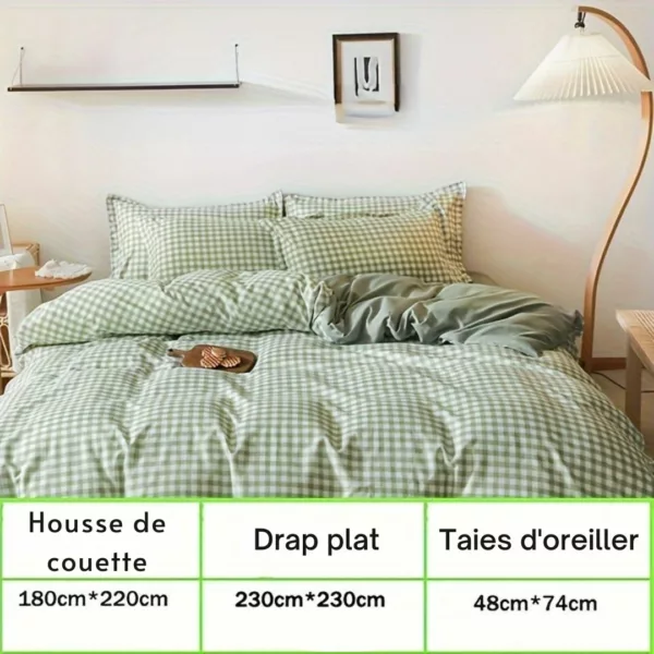 Parure de lit vichy style campagne – Ambiance cosy et champêtre pour des nuits paisibles et stylées
