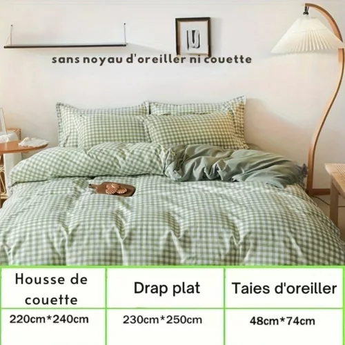 Parure de lit vichy style campagne – Ambiance cosy et champêtre pour des nuits paisibles et stylées