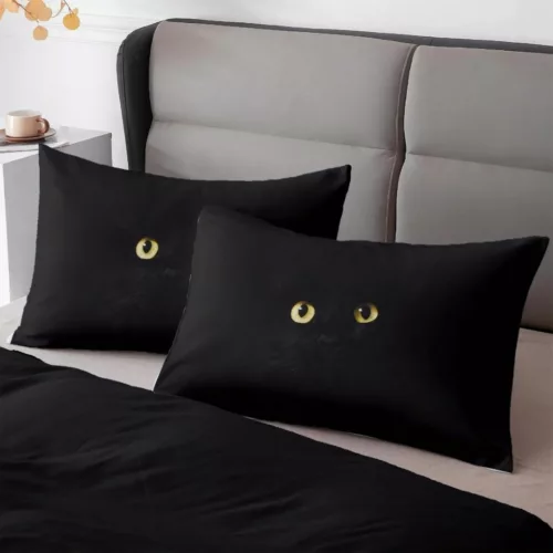 Parure de lit yeux de chat mystique – Ambiance féline et mystique pour des nuits envoûtantes
