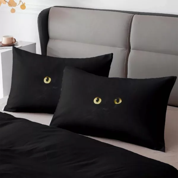 Parure de lit yeux de chat mystique – Ambiance féline et mystique pour des nuits envoûtantes