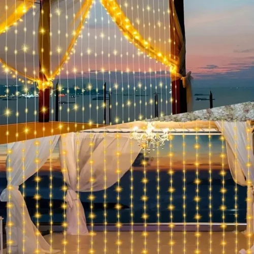 Rideau led extérieur sans fil pour terrasse – Ambiance féerique garantie – Installation facile et sans prise électrique
