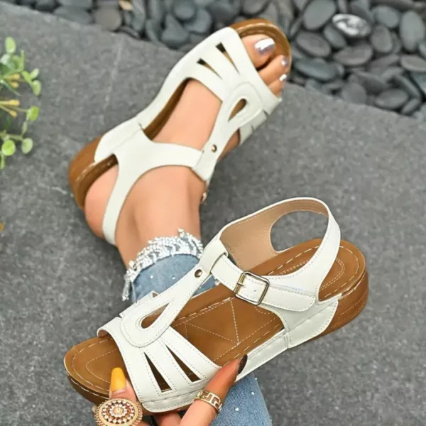 Sandales compensées confort bride boucle