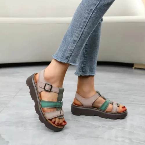 Sandales compensées confort multibrides femme – Élégance estivale et maintien optimal toute la journée