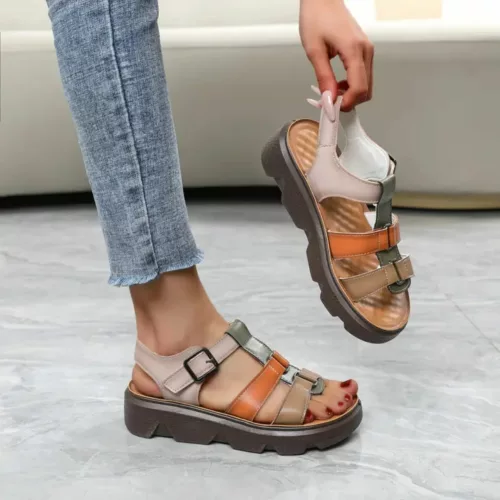 Sandales compensées confort multibrides femme – Élégance estivale et maintien optimal toute la journée
