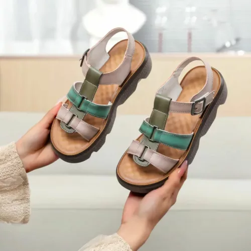 Sandales compensées confort multibrides femme – Élégance estivale et maintien optimal toute la journée