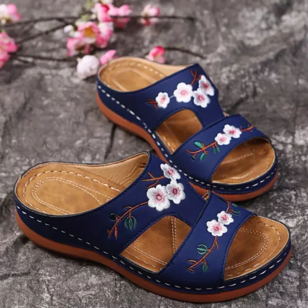 Sandales compensées femme broderie confort – Look bohème chic, marche ultra confortable été