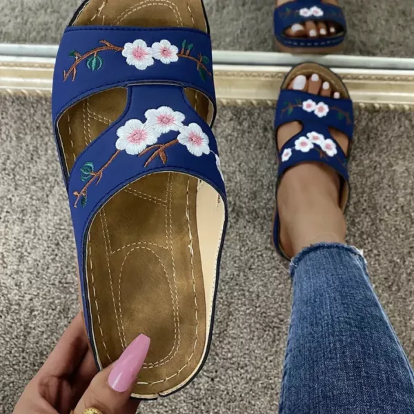Sandales compensées femme broderie confort – Look bohème chic, marche ultra confortable été