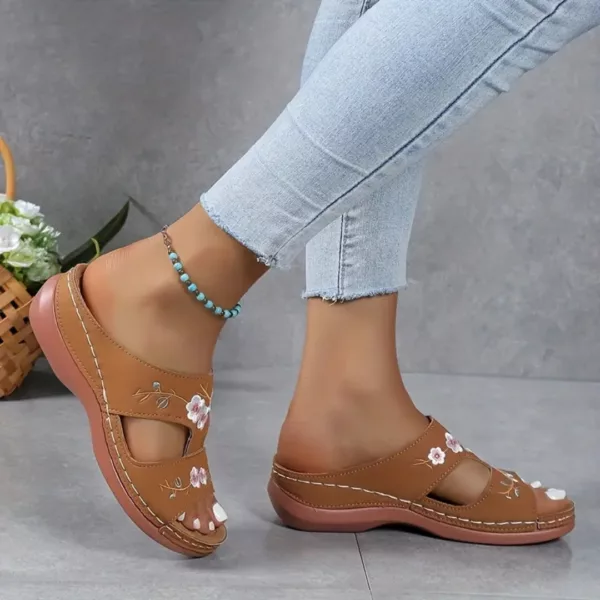 Sandales compensées femme broderie confort – Look bohème chic, marche ultra confortable été