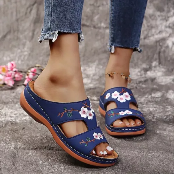 Sandales compensées femme broderie confort – Look bohème chic, marche ultra confortable été