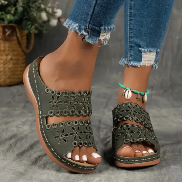 Sandales compensées femme dentelle confort – look chic, semelle légère, maintien parfait tout l’été