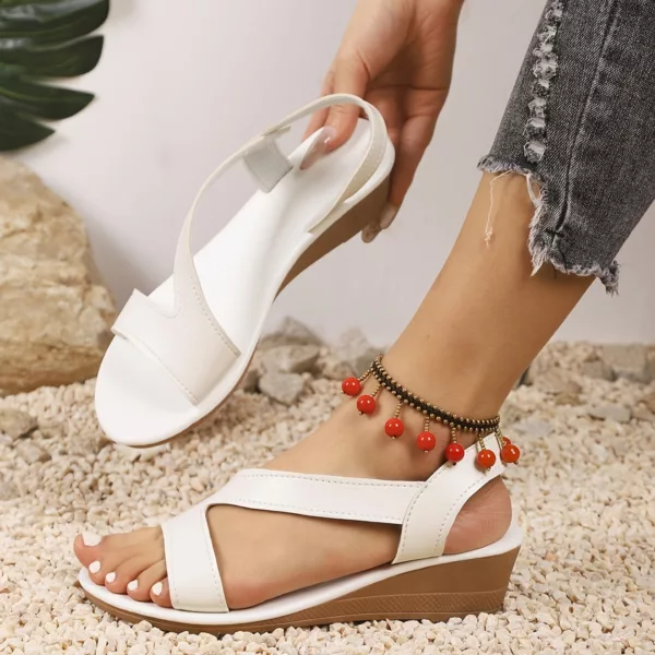 Sandales compensées femme élégantes confort – Look chic et pieds légers tout l’été – Talon stable et idéal pour marcher longtemps