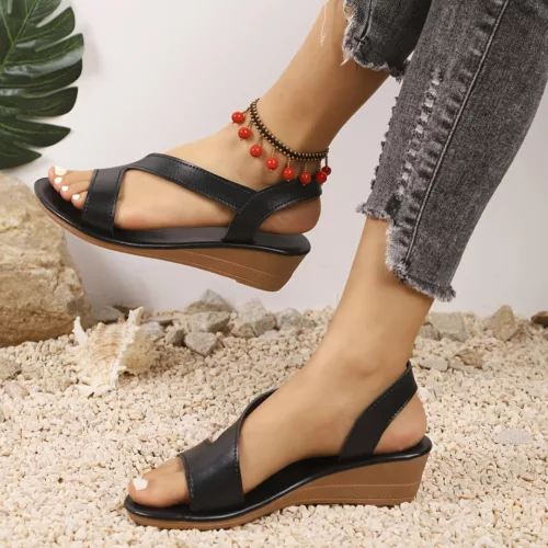 Sandales compensées femme élégantes confort – Look chic et pieds légers tout l’été – Talon stable et idéal pour marcher longtemps
