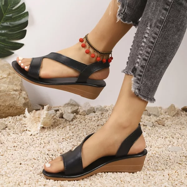 Sandales compensées femme élégantes confort – Look chic et pieds légers tout l’été – Talon stable et idéal pour marcher longtemps