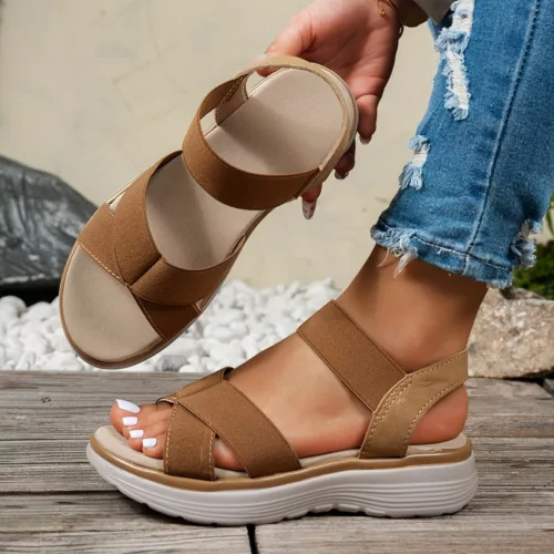 Sandales élastiques femme confort été