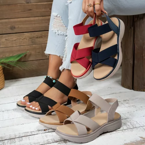 Sandales élastiques femme confort été