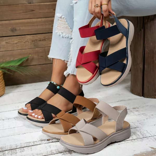 Sandales élastiques femme confort été