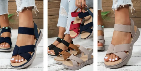 Sandales élastiques femme confort été