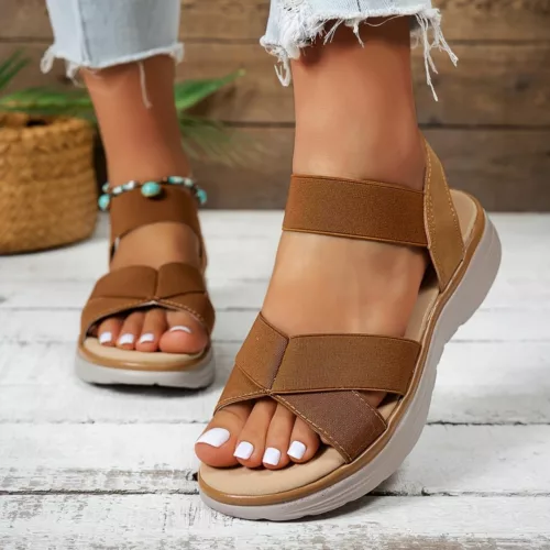 Sandales élastiques femme confort été