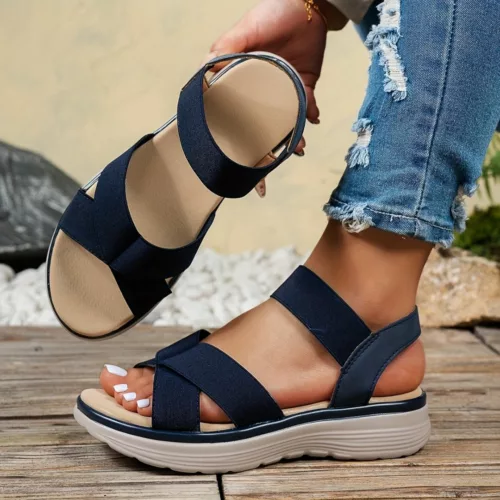 Sandales élastiques femme confort été