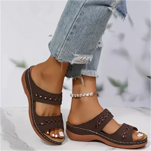 Sandales larges cousues confort femme – Marche sans douleur tout l’été – Maintien parfait et style élégant
