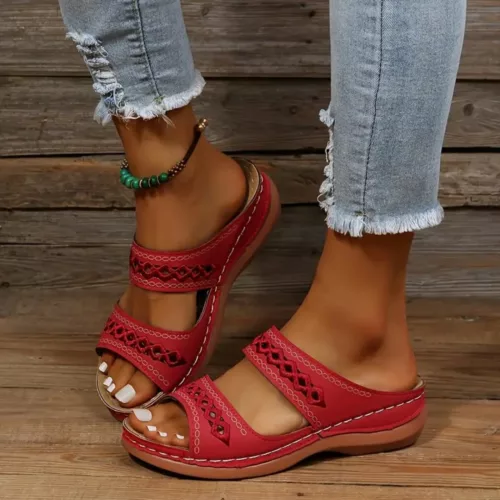 Sandales larges cousues confort femme – Marche sans douleur tout l’été – Maintien parfait et style élégant