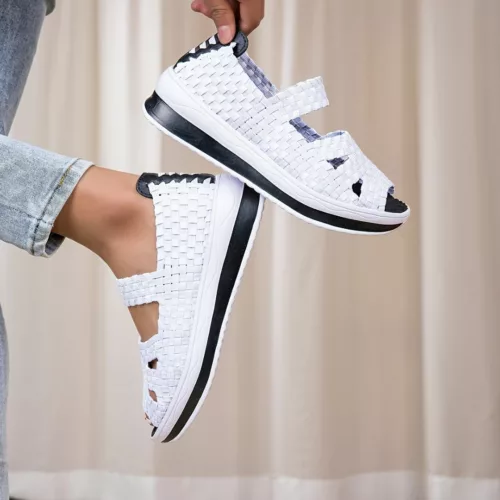 Sandales plateforme femme tressées confort – look estival chic, talon compensé léger, marche sans douleur