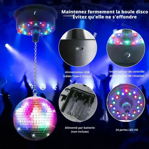 Support mural pour boule disco motorisée – Fixation solide et rotative pour soirées lumineuses réussies