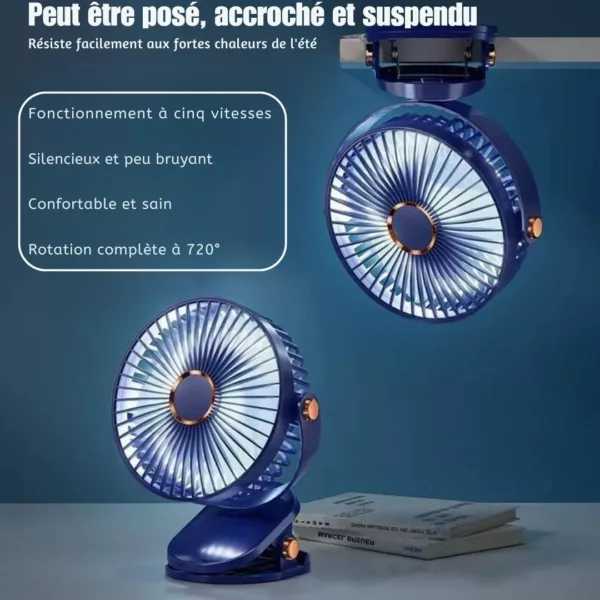 Ventilateur led portable ambiance soirée extérieure