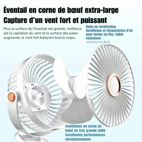 Ventilateur led portable ambiance soirée extérieure