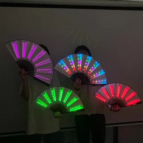 Ventilateur portable lumineux led pour fête – Accessoire fun et rafraîchissant pour soirées animées et festivals