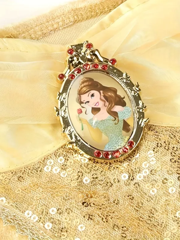 Déguisement princesse fille avec robe satinée et diadème doré inclus