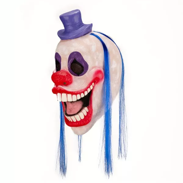 Masque de clown effrayant avec chapeau et perruque – déguisement Halloween réaliste