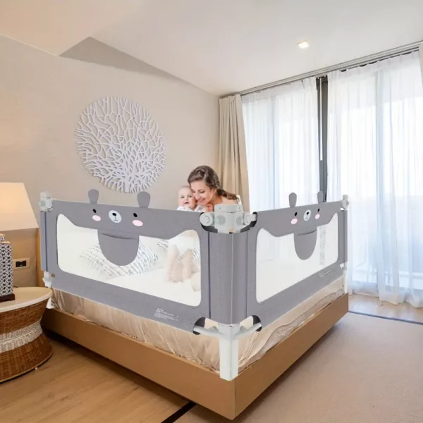 Rallonge de lit enfant motif ours – barrière rembourrée antichoc sécurisée