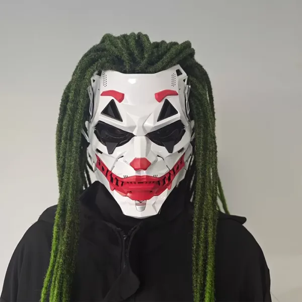 Masque clown maléfique réaliste pour Halloween – visage rieur terrifiant